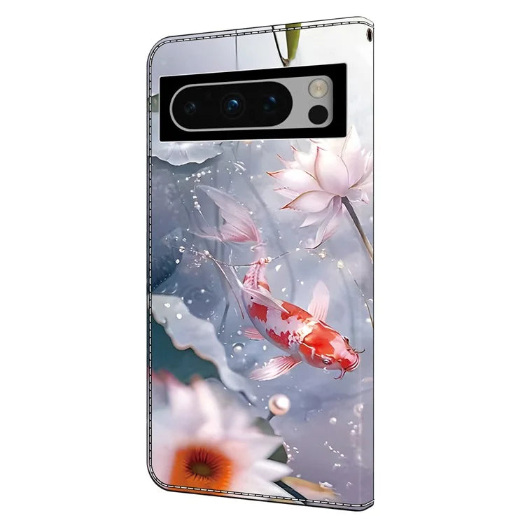For Google Pixel 8 Pro Case Well-protected Pattern Printed Leather Stand Phone Wallet Cover