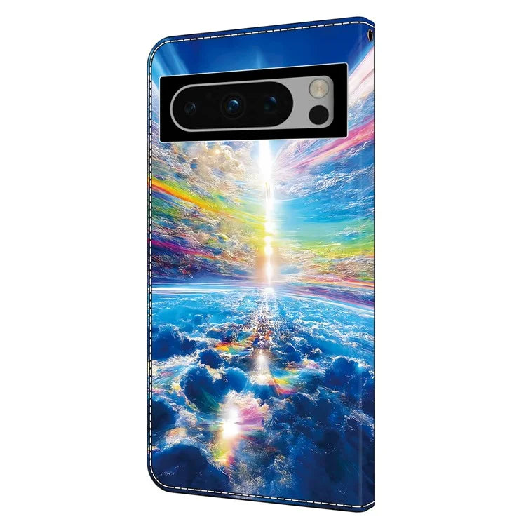 For Google Pixel 8 Pro Case Well-protected Pattern Printed Leather Stand Phone Wallet Cover