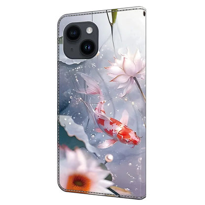 For iPhone 14 Case Pattern Printed Leather Stand Full Protection Phone Wallet Cover