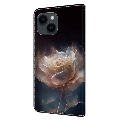 For iPhone 14 Plus Leather Case Magnetic Pattern Printed Closure Folio Phone Protective Cover
