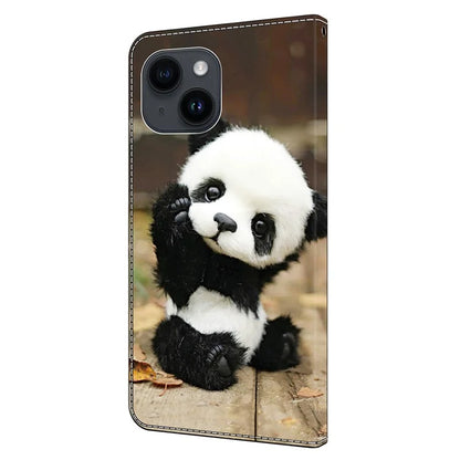 For iPhone 14 Plus Leather Case Magnetic Pattern Printed Closure Folio Phone Protective Cover