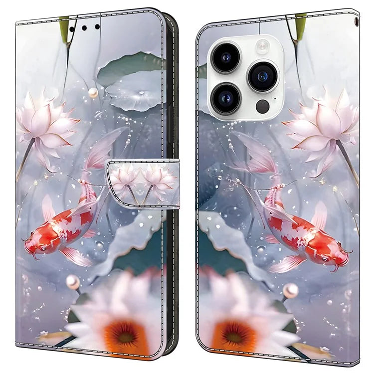 For iPhone 14 Pro Case Pattern PU Leather Flip Phone Cover Wallet