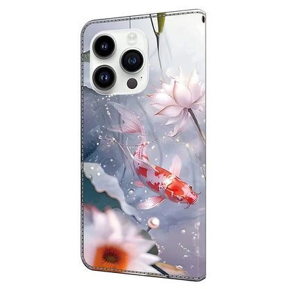 For iPhone 14 Pro Case Pattern PU Leather Flip Phone Cover Wallet