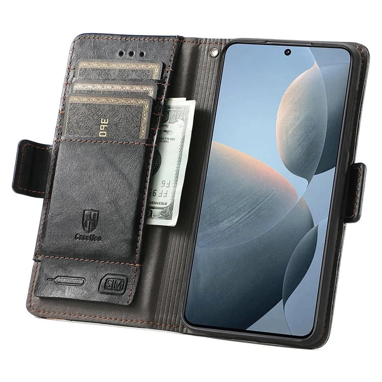 CASENEO 002 Series For Xiaomi Redmi K70E 5G / Poco X6 Pro 5G Wallet Case RFID Blocking PU Leather Phone Cover