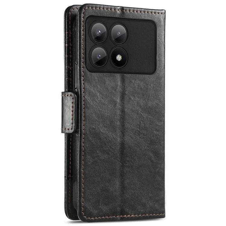 CASENEO 002 Series For Xiaomi Redmi K70E 5G / Poco X6 Pro 5G Wallet Case RFID Blocking PU Leather Phone Cover