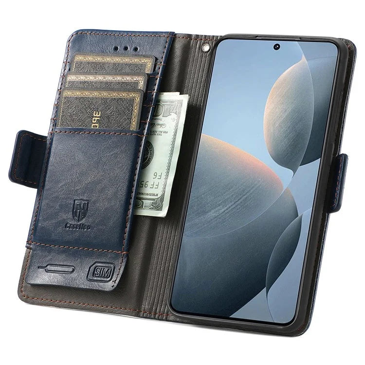 CASENEO 002 Series For Xiaomi Redmi K70E 5G / Poco X6 Pro 5G Wallet Case RFID Blocking PU Leather Phone Cover