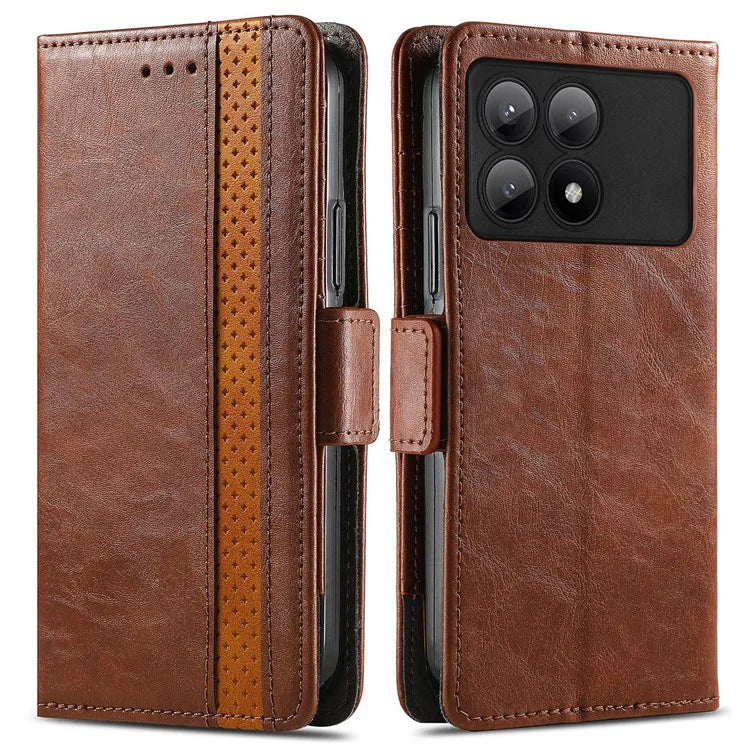 CASENEO 002 Series For Xiaomi Redmi K70E 5G / Poco X6 Pro 5G Wallet Case RFID Blocking PU Leather Phone Cover