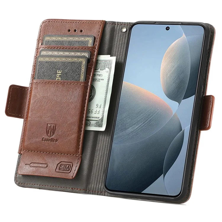 CASENEO 002 Series For Xiaomi Redmi K70E 5G / Poco X6 Pro 5G Wallet Case RFID Blocking PU Leather Phone Cover