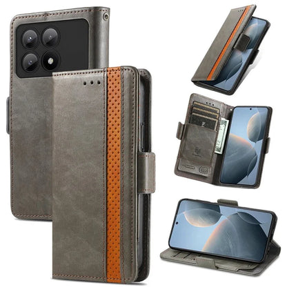 CASENEO 002 Series For Xiaomi Redmi K70E 5G / Poco X6 Pro 5G Wallet Case RFID Blocking PU Leather Phone Cover