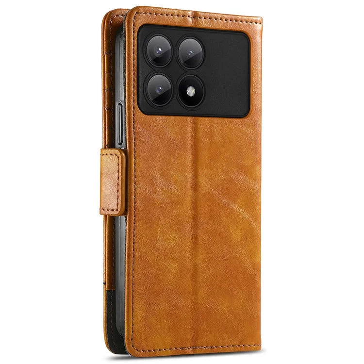 CASENEO 002 Series For Xiaomi Redmi K70E 5G / Poco X6 Pro 5G Wallet Case RFID Blocking PU Leather Phone Cover