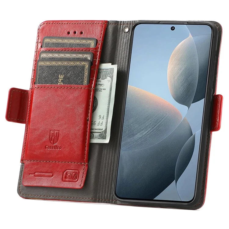 CASENEO 002 Series For Xiaomi Redmi K70E 5G / Poco X6 Pro 5G Wallet Case RFID Blocking PU Leather Phone Cover