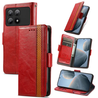CASENEO 002 Series For Xiaomi Redmi K70E 5G / Poco X6 Pro 5G Wallet Case RFID Blocking PU Leather Phone Cover