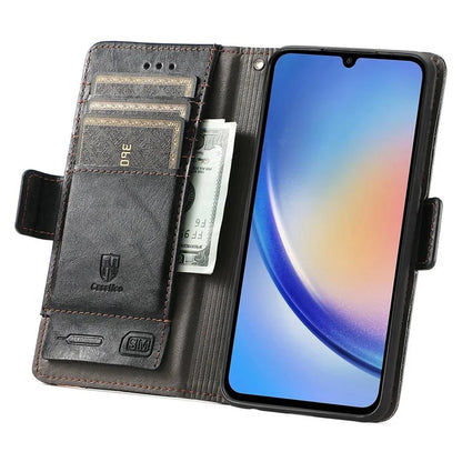 CASENEO 002 Series For Samsung Galaxy A35 5G Case RFID Blocking PU Leather Stand Flip Phone Cover