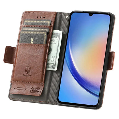 CASENEO 002 Series For Samsung Galaxy A35 5G Case RFID Blocking PU Leather Stand Flip Phone Cover