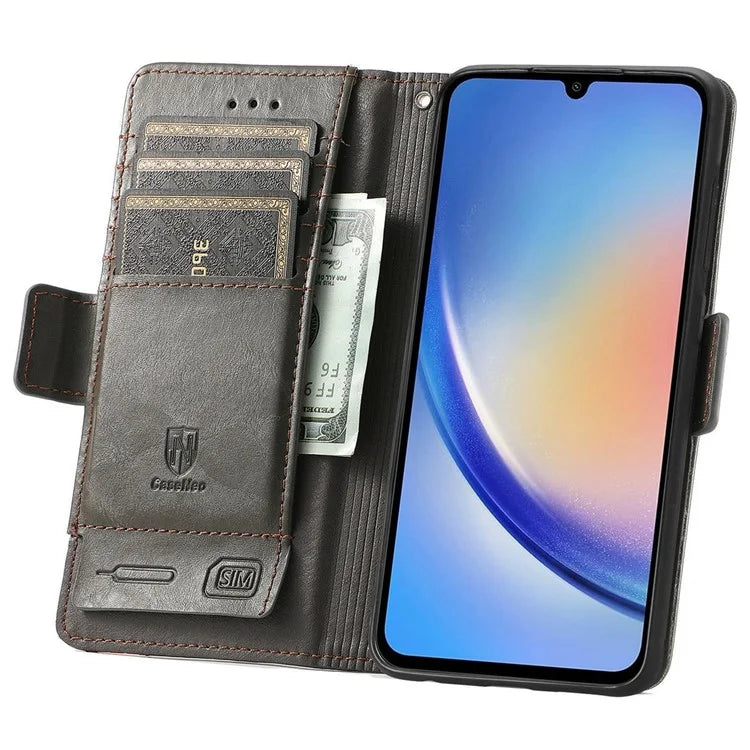 CASENEO 002 Series For Samsung Galaxy A35 5G Case RFID Blocking PU Leather Stand Flip Phone Cover