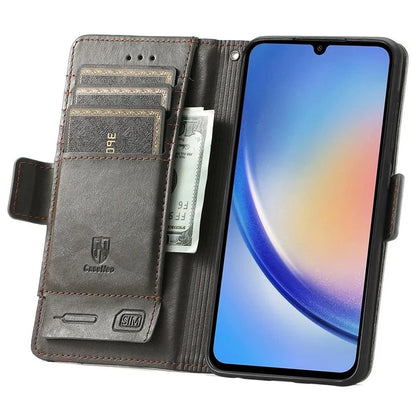 CASENEO 002 Series For Samsung Galaxy A35 5G Case RFID Blocking PU Leather Stand Flip Phone Cover