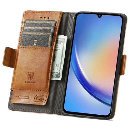CASENEO 002 Series For Samsung Galaxy A35 5G Case RFID Blocking PU Leather Stand Flip Phone Cover