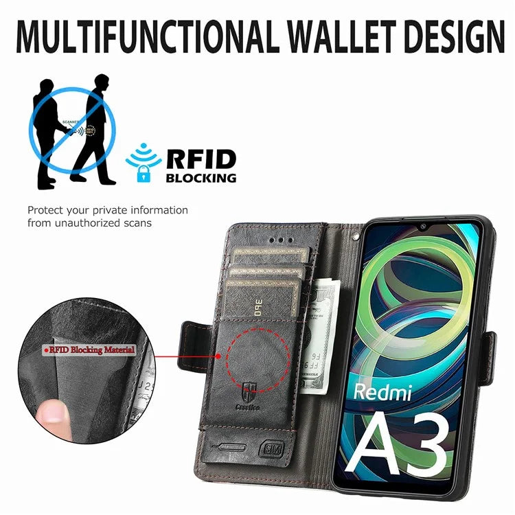 CASENEO 002 Series For Xiaomi Redmi A3 / Poco C61 4G Case PU Leather Protective Wallet Phone Cover