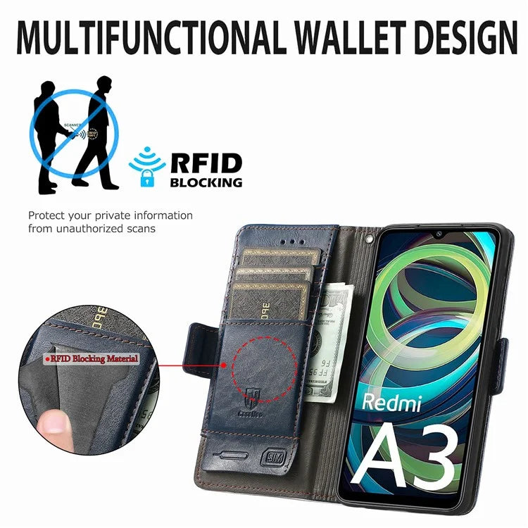 CASENEO 002 Series For Xiaomi Redmi A3 / Poco C61 4G Case PU Leather Protective Wallet Phone Cover