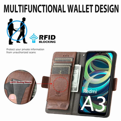 CASENEO 002 Series For Xiaomi Redmi A3 / Poco C61 4G Case PU Leather Protective Wallet Phone Cover
