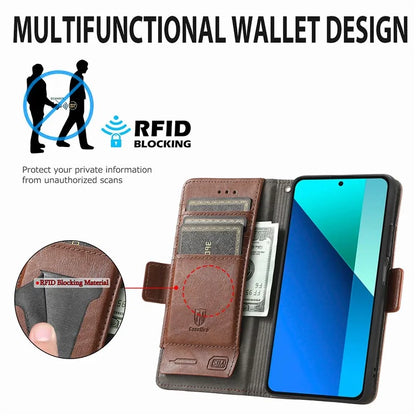 CASENEO 002 Series For Xiaomi Redmi Note 13 4G PU Leather Case RFID Blocking Wallet Phone Cover