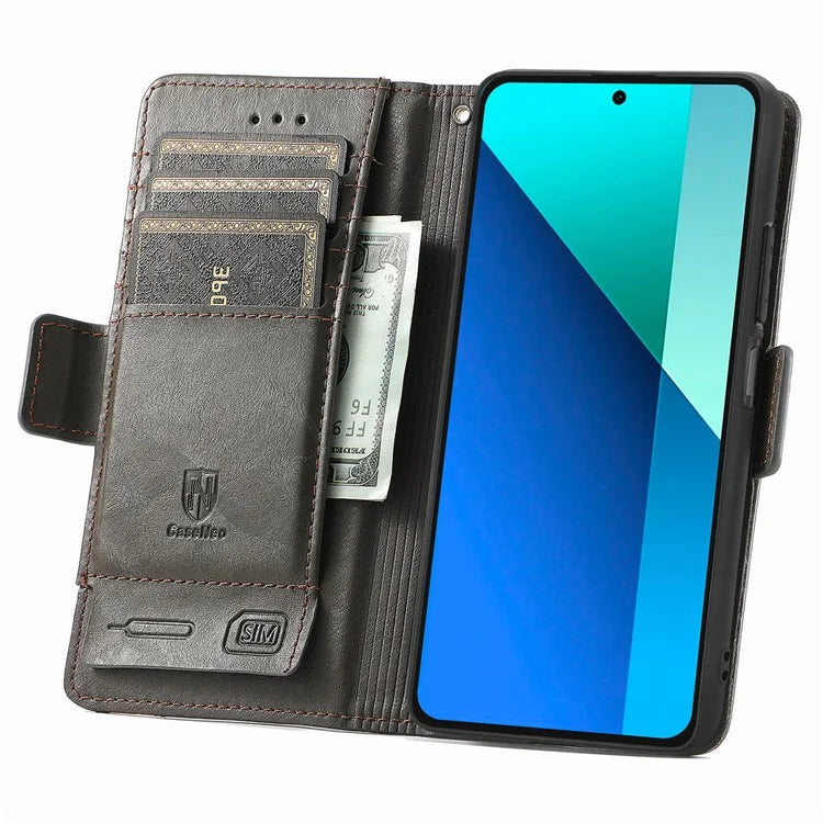 CASENEO 002 Series For Xiaomi Redmi Note 13 4G PU Leather Case RFID Blocking Wallet Phone Cover