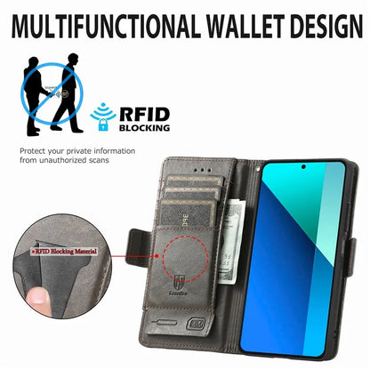 CASENEO 002 Series For Xiaomi Redmi Note 13 4G PU Leather Case RFID Blocking Wallet Phone Cover