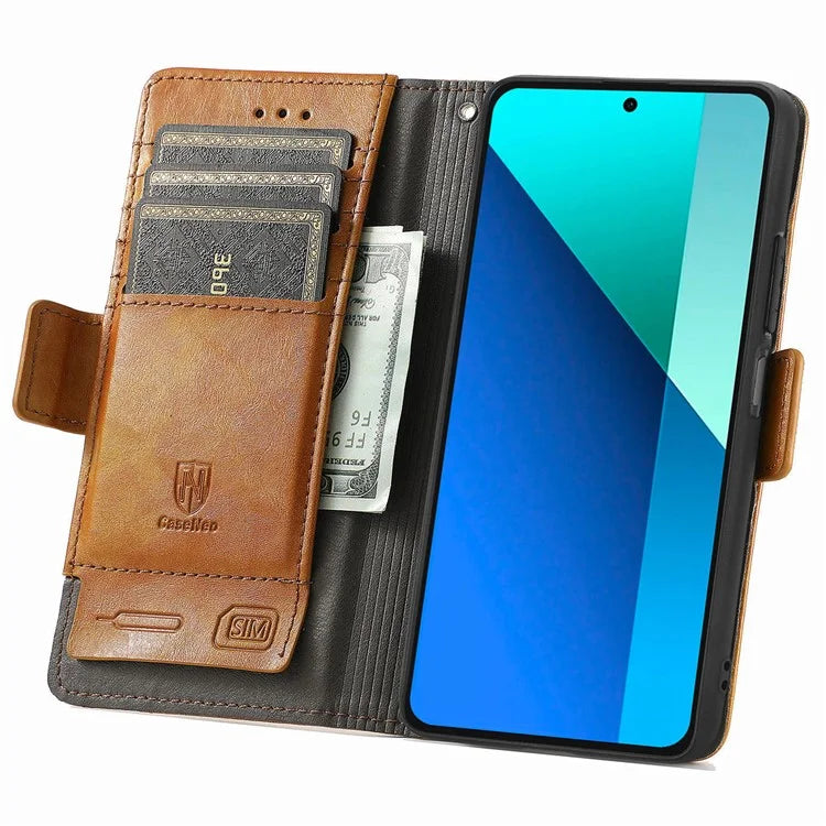 CASENEO 002 Series For Xiaomi Redmi Note 13 4G PU Leather Case RFID Blocking Wallet Phone Cover