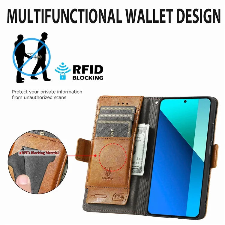 CASENEO 002 Series For Xiaomi Redmi Note 13 4G PU Leather Case RFID Blocking Wallet Phone Cover