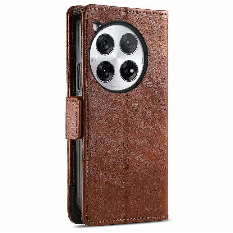 CASENEO 002 Series For OnePlus 12 5G Case Stand Flip PU Leather RFID Blocking Phone Cover
