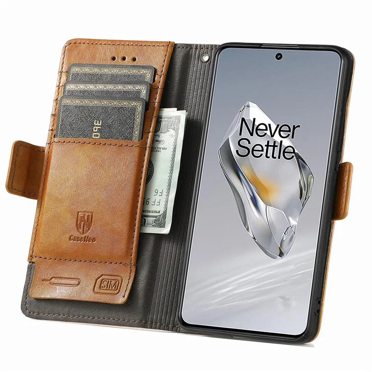 CASENEO 002 Series For OnePlus 12 5G Case Stand Flip PU Leather RFID Blocking Phone Cover