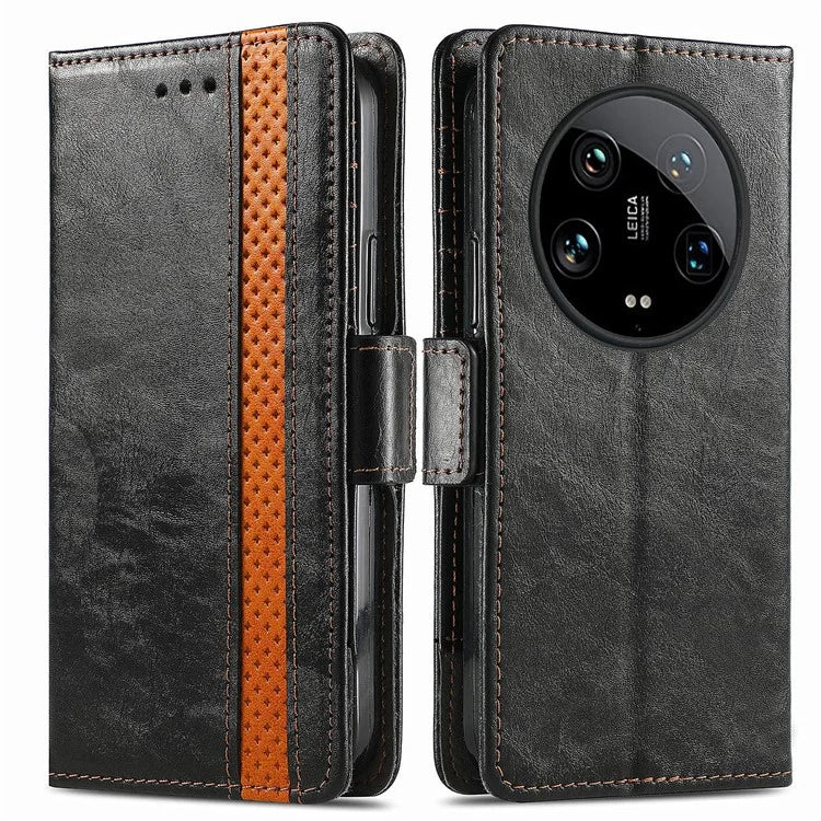 CASENEO 002 Series For Xiaomi 14 Ultra Case PU Leather RFID Blocking Folio Phone Cover