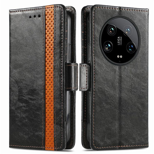 CASENEO 002 Series For Xiaomi 14 Ultra Case PU Leather RFID Blocking Folio Phone Cover