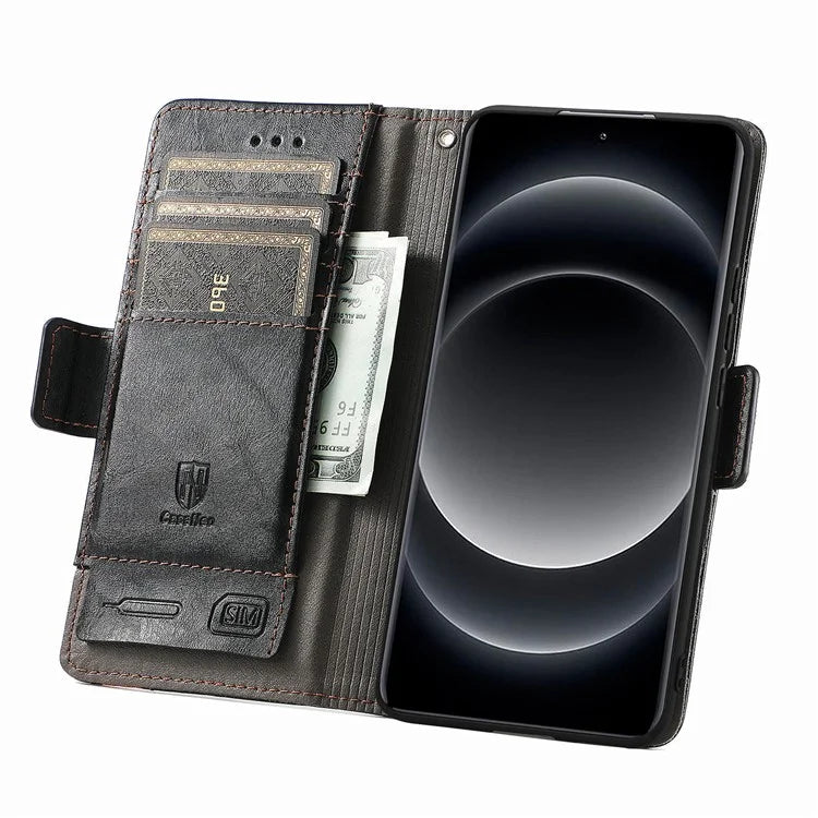 CASENEO 002 Series For Xiaomi 14 Ultra Case PU Leather RFID Blocking Folio Phone Cover