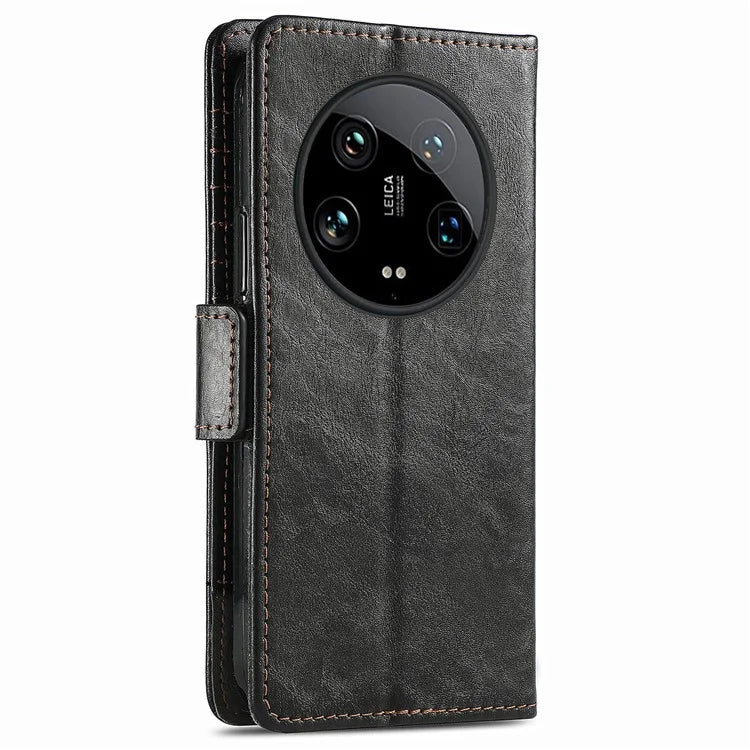 CASENEO 002 Series For Xiaomi 14 Ultra Case PU Leather RFID Blocking Folio Phone Cover