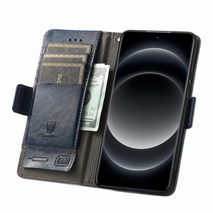 CASENEO 002 Series For Xiaomi 14 Ultra Case PU Leather RFID Blocking Folio Phone Cover