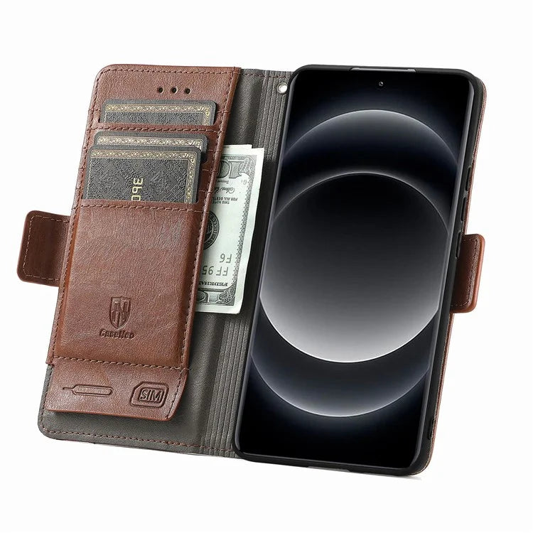 CASENEO 002 Series For Xiaomi 14 Ultra Case PU Leather RFID Blocking Folio Phone Cover