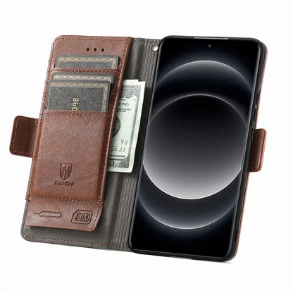 CASENEO 002 Series For Xiaomi 14 Ultra Case PU Leather RFID Blocking Folio Phone Cover