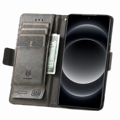 CASENEO 002 Series For Xiaomi 14 Ultra Case PU Leather RFID Blocking Folio Phone Cover