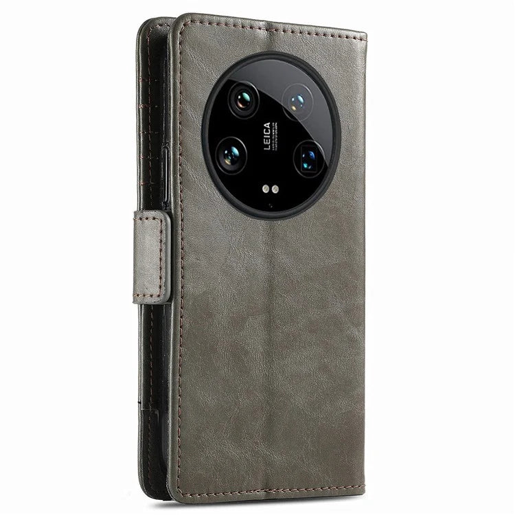 CASENEO 002 Series For Xiaomi 14 Ultra Case PU Leather RFID Blocking Folio Phone Cover