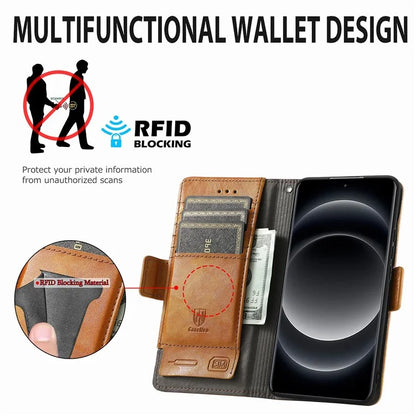 CASENEO 002 Series For Xiaomi 14 Ultra Case PU Leather RFID Blocking Folio Phone Cover