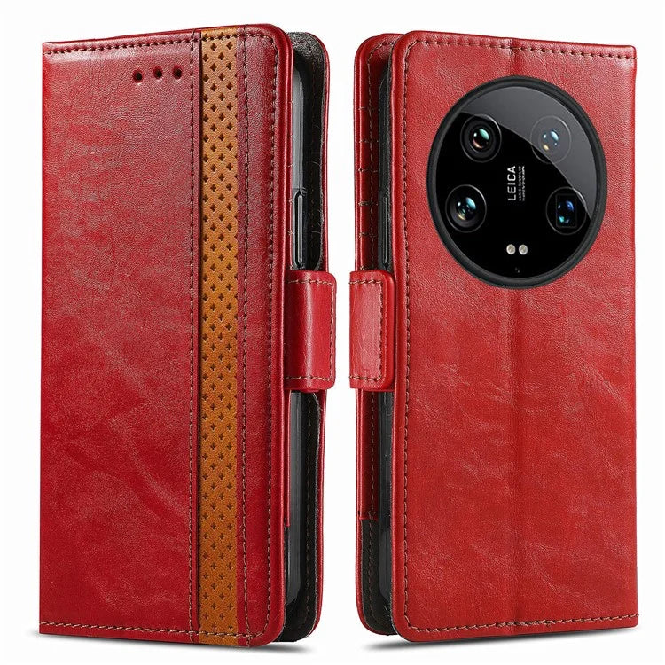 CASENEO 002 Series For Xiaomi 14 Ultra Case PU Leather RFID Blocking Folio Phone Cover