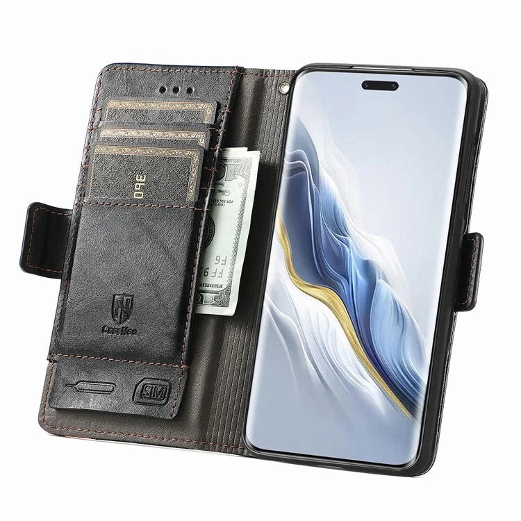 CASENEO 002 Series For Honor Magic6 Pro 5G Leather Case RFID Blocking Wallet Splicing Phone Cover