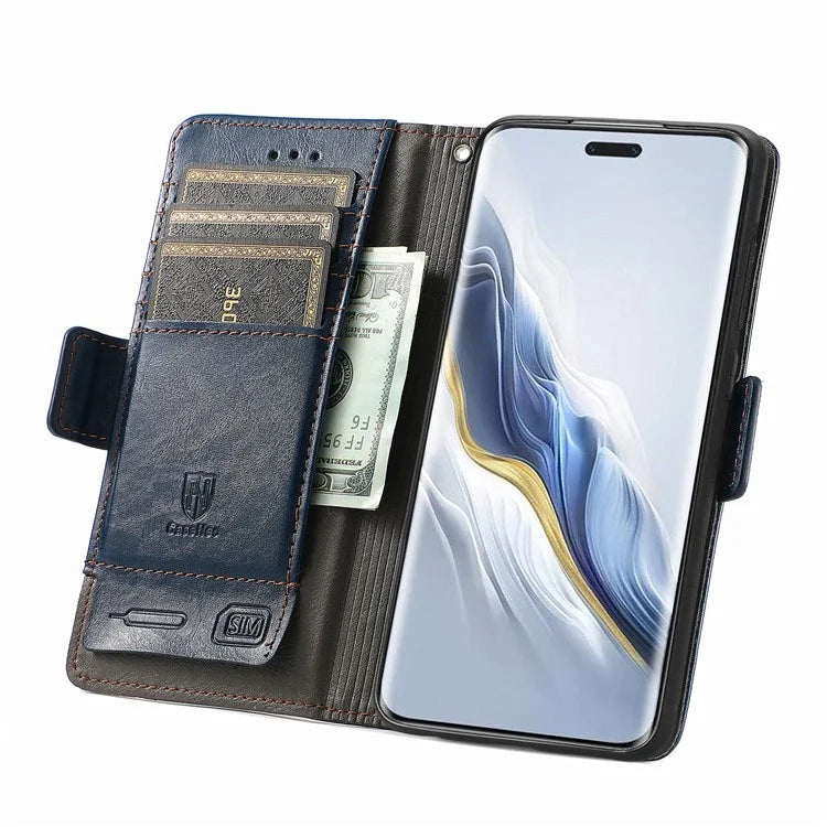 CASENEO 002 Series For Honor Magic6 Pro 5G Leather Case RFID Blocking Wallet Splicing Phone Cover