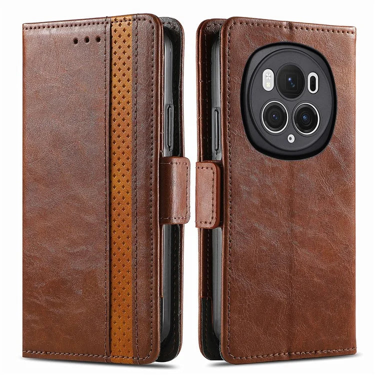 CASENEO 002 Series For Honor Magic6 Pro 5G Leather Case RFID Blocking Wallet Splicing Phone Cover