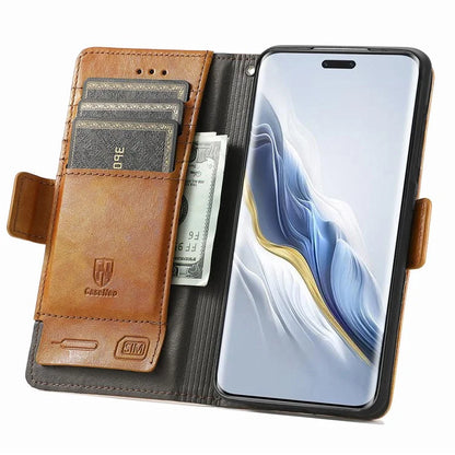 CASENEO 002 Series For Honor Magic6 Pro 5G Leather Case RFID Blocking Wallet Splicing Phone Cover
