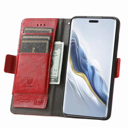 CASENEO 002 Series For Honor Magic6 Pro 5G Leather Case RFID Blocking Wallet Splicing Phone Cover