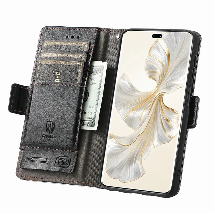 CASENEO 002 Series For Honor 100 Pro 5G Wallet Case RFID Blocking PU Leather Phone Cover