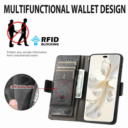 CASENEO 002 Series For Honor 100 Pro 5G Wallet Case RFID Blocking PU Leather Phone Cover
