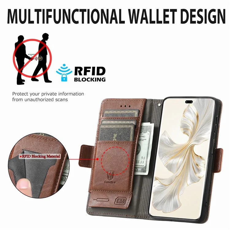 CASENEO 002 Series For Honor 100 Pro 5G Wallet Case RFID Blocking PU Leather Phone Cover